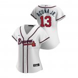 Maglia Baseball Donna Atlanta Braves Ronald Acuna JR. Replica Home 2020 Bianco