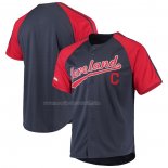 Maglia Baseball Uomo Cleveland Indians Button Down Raglan Replica Blu