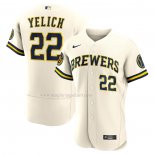 Maglia Baseball Uomo Milwaukee Brewers Christian Yelich Home Autentico Crema