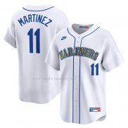 Maglia Baseball Uomo Seattle Mariners Edgar Martinez Throwback Cooperstown Limited Bianco