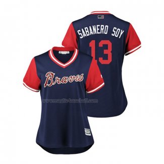 Maglia Baseball Donna Atlanta Braves Ronald Acuna JR. 2018 Llws Players Weekend Sabanero Soy Blu