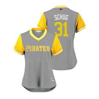 Maglia Baseball Donna Pittsburgh Pirates A.J. Schugel 2018 Llws Players Weekend Schug Grigio