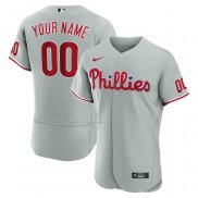 Maglia Baseball Uomo Philadelphia Phillies Road Autentico Personalizzate Grigio