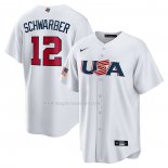 Maglia Baseball Uomo USA 2023 Kyle Schwarber Replica Bianco