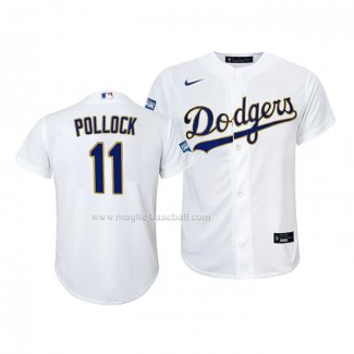 Maglia Baseball Bambino Los Angeles Dodgers A.J. Pollock 2021 Gold Program Replica Bianco