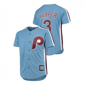 Maglia Baseball Bambino Philadelphia Phillies Bryce Harper Cooperstown Collection Replica Blu