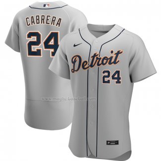 Maglia Baseball Uomo Detroit Tigers Miguel Cabrera Road Autentico Grigio