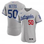 Maglia Baseball Uomo Los Angeles Dodgers Mookie Betts Away Autentico Grigio