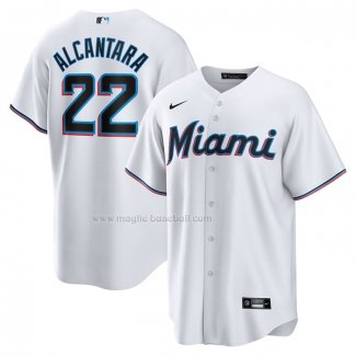 Maglia Baseball Uomo Miami Marlins Sandy Alcantara Replica Bianco