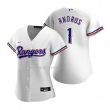 Maglia Baseball Donna Texas Rangers Elvis Andrus Replica Home Bianco