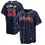 Maglia Baseball Uomo Atlanta Braves Ronald Acuna JR. Alternate Replica Blu