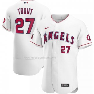 Maglia Baseball Uomo Los Angeles Angels Mike Trout Home Autentico Bianco