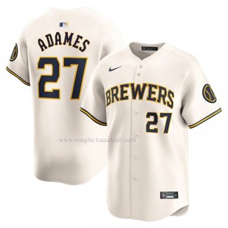 Maglia Baseball Uomo Milwaukee Brewers Willy Adames Home Limited Crema