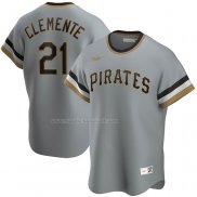 Maglia Baseball Uomo Pittsburgh Pirates Roberto Clemente Road Cooperstown Collection Grigio