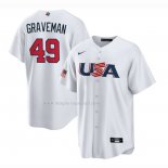 Maglia Baseball Uomo USA 2023 Kendall Graveman Replica Bianco