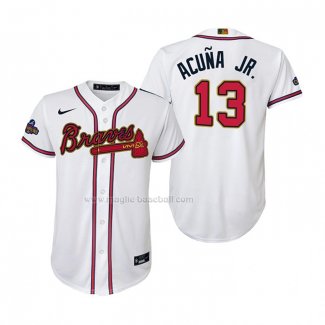 Maglia Baseball Bambino Atlanta Braves Ronald Acuna JR. 2022 Gold Program Replica Bianco