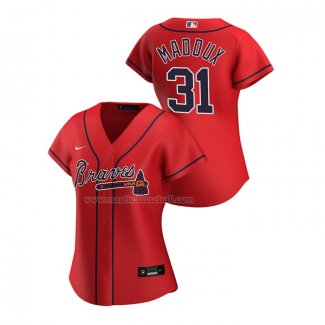 Maglia Baseball Donna Atlanta Braves Greg Maddux Replica Alternato 2020 Rosso