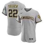 Maglia Baseball Uomo Milwaukee Brewers Christian Yelich Road Autentico Grigio