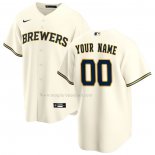 Maglia Baseball Uomo Milwaukee Brewers Home Replica Personalizzate Crema