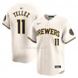 Maglia Baseball Uomo Milwaukee Brewers Rowdy Tellez Home Limited Crema