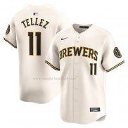 Maglia Baseball Uomo Milwaukee Brewers Rowdy Tellez Home Limited Crema