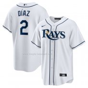 Maglia Baseball Uomo Tampa Bay Rays Yandy Diaz Home Replica Bianco