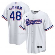 Maglia Baseball Uomo Texas Rangers Jacob Degrom Home Replica Bianco