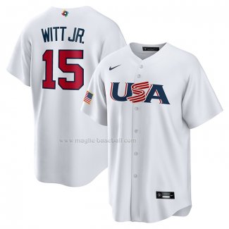 Maglia Baseball Uomo USA 2023 Bobby Witt Replica Bianco