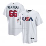 Maglia Baseball Uomo USA 2023 Kyle Higashioka Replica Bianco