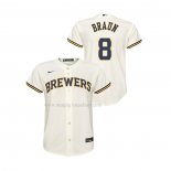 Maglia Baseball Bambino Milwaukee Brewers Ryan Braun Replica Home Crema