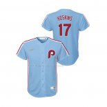 Maglia Baseball Bambino Philadelphia Phillies Rhys Hoskins Cooperstown Collection Road Blu