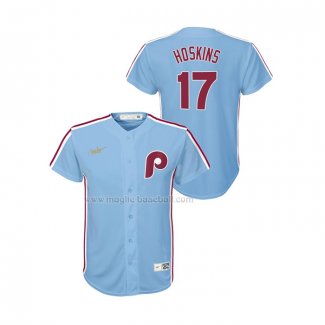 Maglia Baseball Bambino Philadelphia Phillies Rhys Hoskins Cooperstown Collection Road Blu