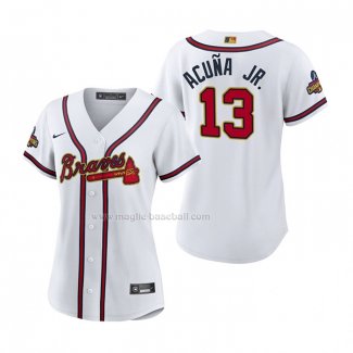 Maglia Baseball Donna Atlanta Braves Ronald Acuna JR. 2022 Gold Program Replica Bianco