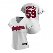 Maglia Baseball Donna Cleveland Guardians Carlos Carrasco Replica Home 2020 Bianco