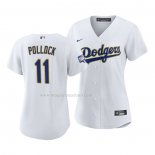 Maglia Baseball Donna Los Angeles Dodgers A.J. Pollock 2021 Gold Program Replica Bianco