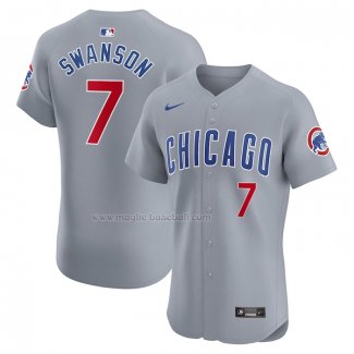 Maglia Baseball Uomo Chicago Cubs Dansby Swanson Road Elite Grigio