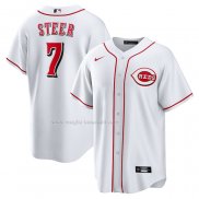 Maglia Baseball Uomo Cincinnati Reds Spencer Steer Home Replica Bianco