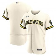 Maglia Baseball Uomo Milwaukee Brewers Home Autentico Crema