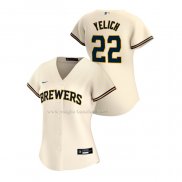 Maglia Baseball Donna Milwaukee Brewers Christian Yelich Replica Home 2020 Crema