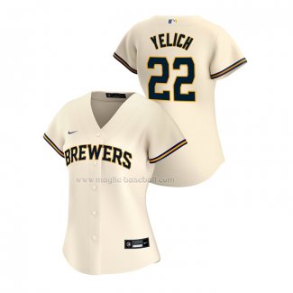 Maglia Baseball Donna Milwaukee Brewers Christian Yelich Replica Home 2020 Crema