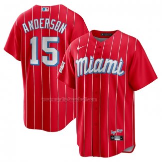 Maglia Baseball Uomo Miami Marlins Brian Anderson City Connect Replica Rosso