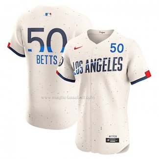 Maglia Baseball Uomo Los Angeles Dodgers Mookie Betts Elite Bianco