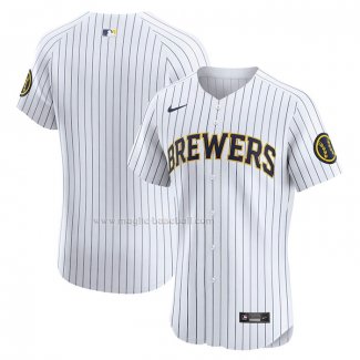 Maglia Baseball Uomo Milwaukee Brewers Alternato Home Elite Bianco