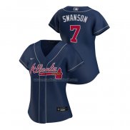 Maglia Baseball Donna Atlanta Braves Dansby Swanson Replica Alternato 2020 Blu