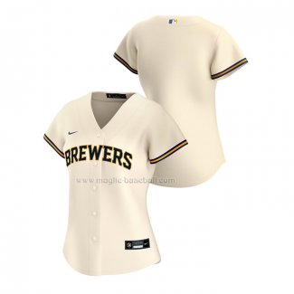 Maglia Baseball Donna Milwaukee Brewers Replica Home 2020 Crema