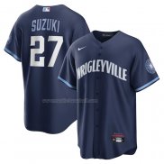 Maglia Baseball Uomo Chicago Cubs Seiya Suzuki City Connect Replica Blu