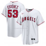 Maglia Baseball Uomo Los Angeles Angels Carlos Estevez Home Replica Bianco