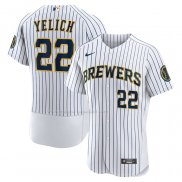 Maglia Baseball Uomo Milwaukee Brewers Christian Yelich Alternato Autentico Logo Bianco