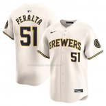 Maglia Baseball Uomo Milwaukee Brewers Freddy Peralta Home Limited Crema