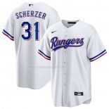 Maglia Baseball Uomo Texas Rangers Max Scherzer Home Replica Bianco